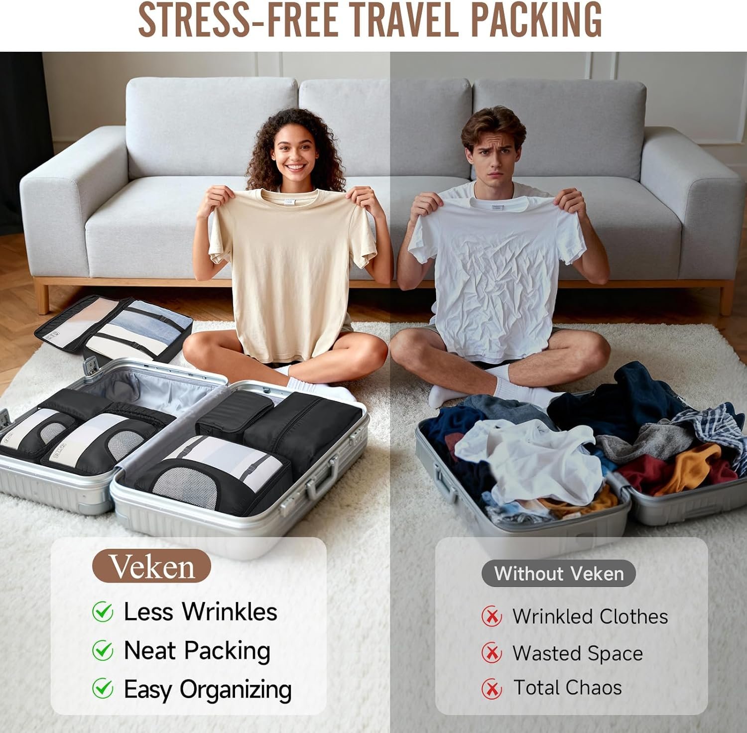 Veken 10 Set/8 Set Packing Cubes for Travel Essent... - Image 8