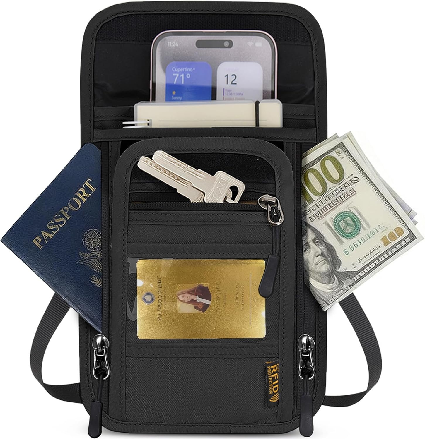 Travel Neck Wallet RFID Blocking – Hidden Passport... - Image 10