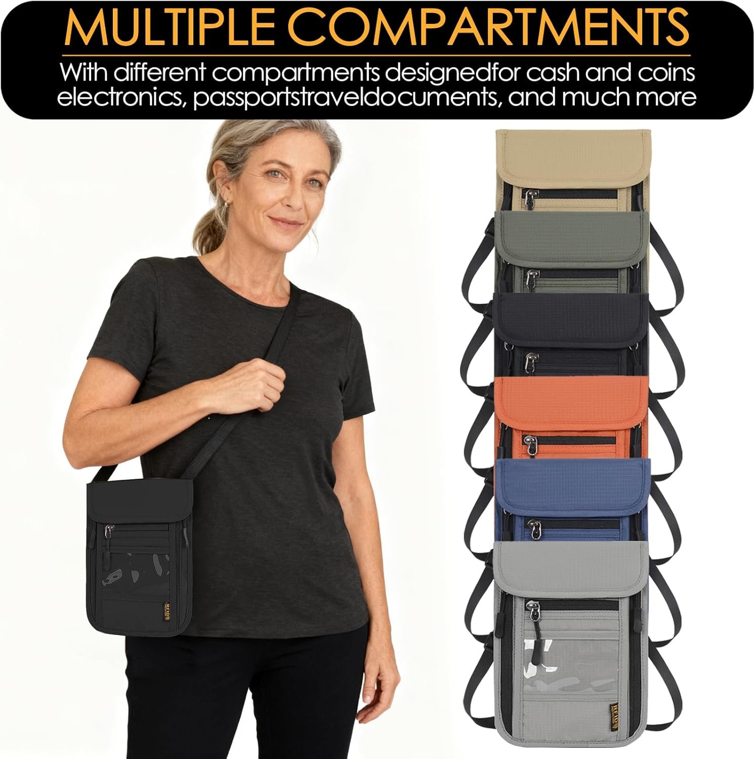 Travel Neck Wallet RFID Blocking – Hidden Passport... - Image 8