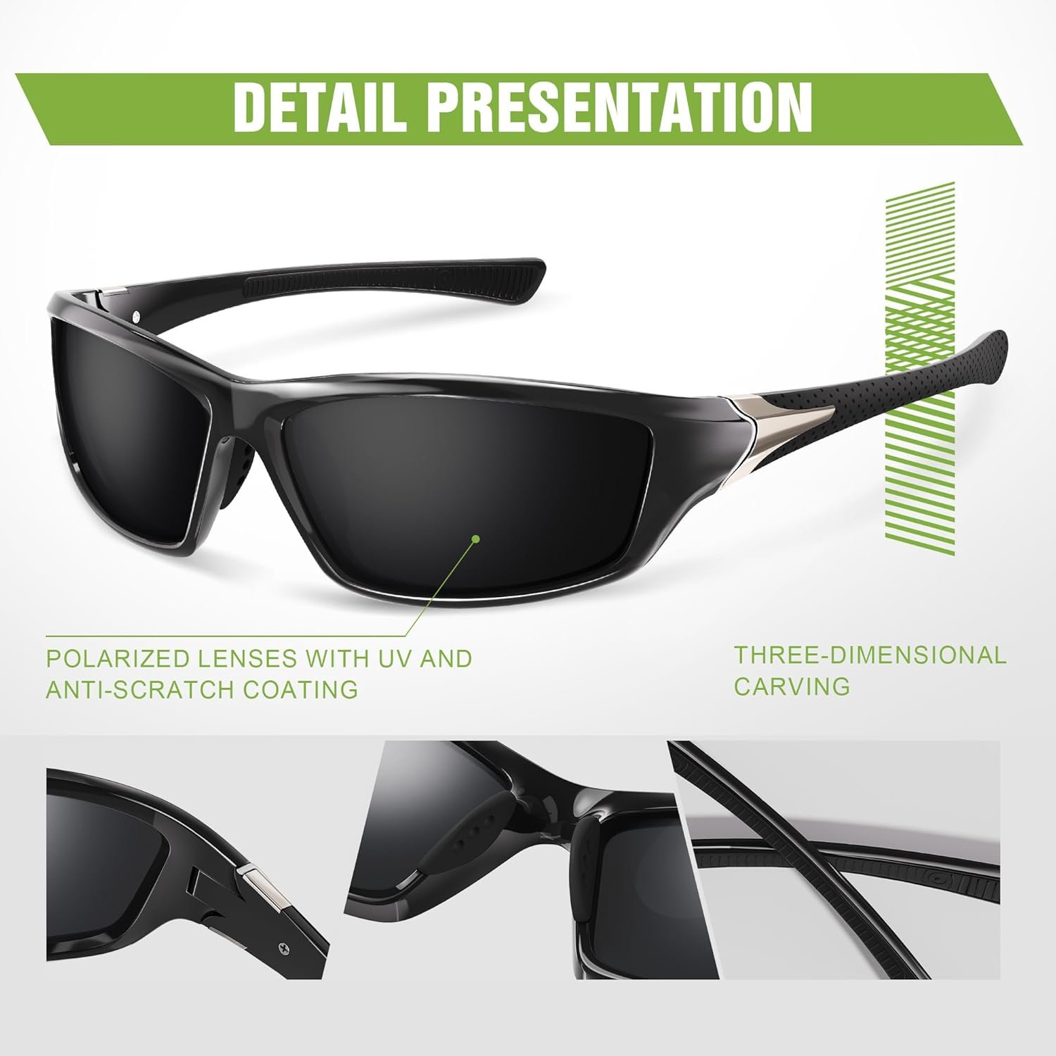 3 Pack Polarized Sports Sunglasses for Men, Mens S... - Image 5