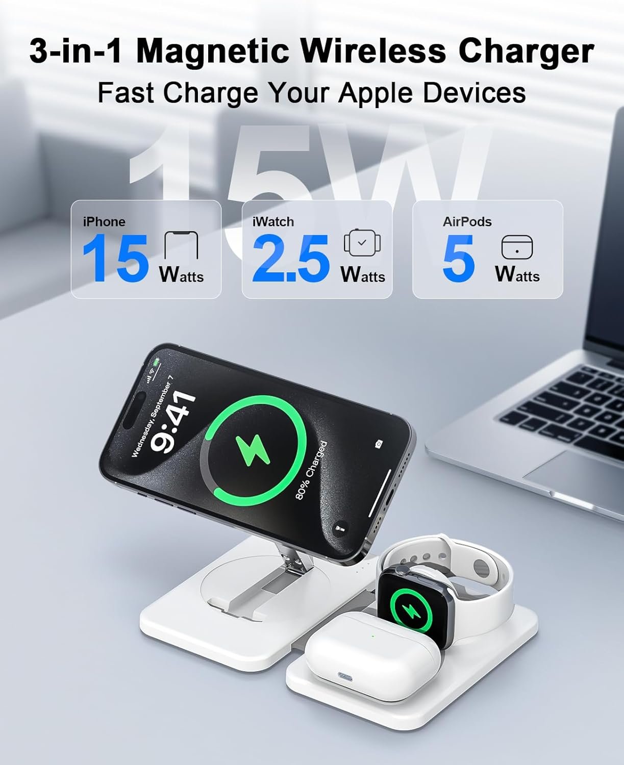 3 in 1 Magnetic Wireless Charger for Apple Multipl... - Image 3