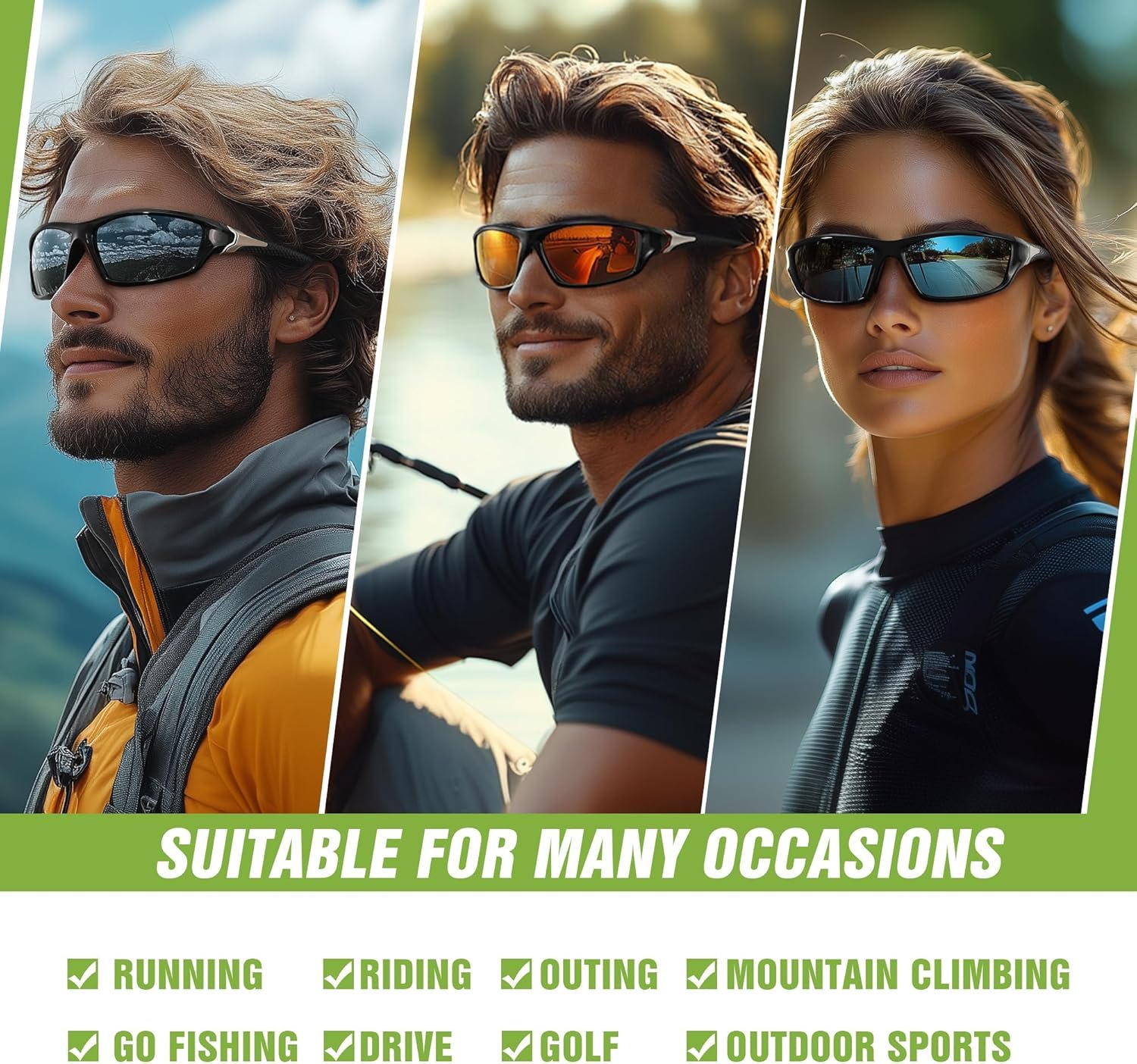 3 Pack Polarized Sports Sunglasses for Men, Mens S... - Image 8