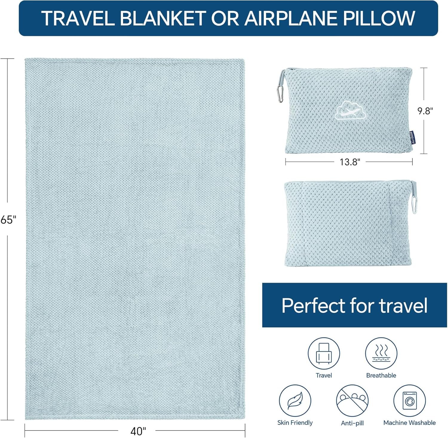 BEDELITE Travel Blanket with Bag, Ultra-Soft Jacqu... - Image 6