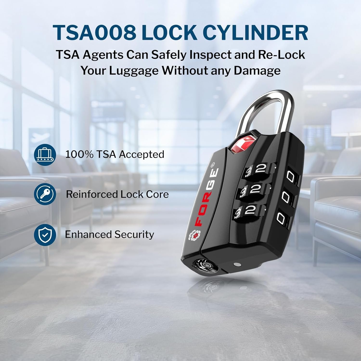 Forge TSA Approved Luggage Locks - Black 2 PK - Image 4