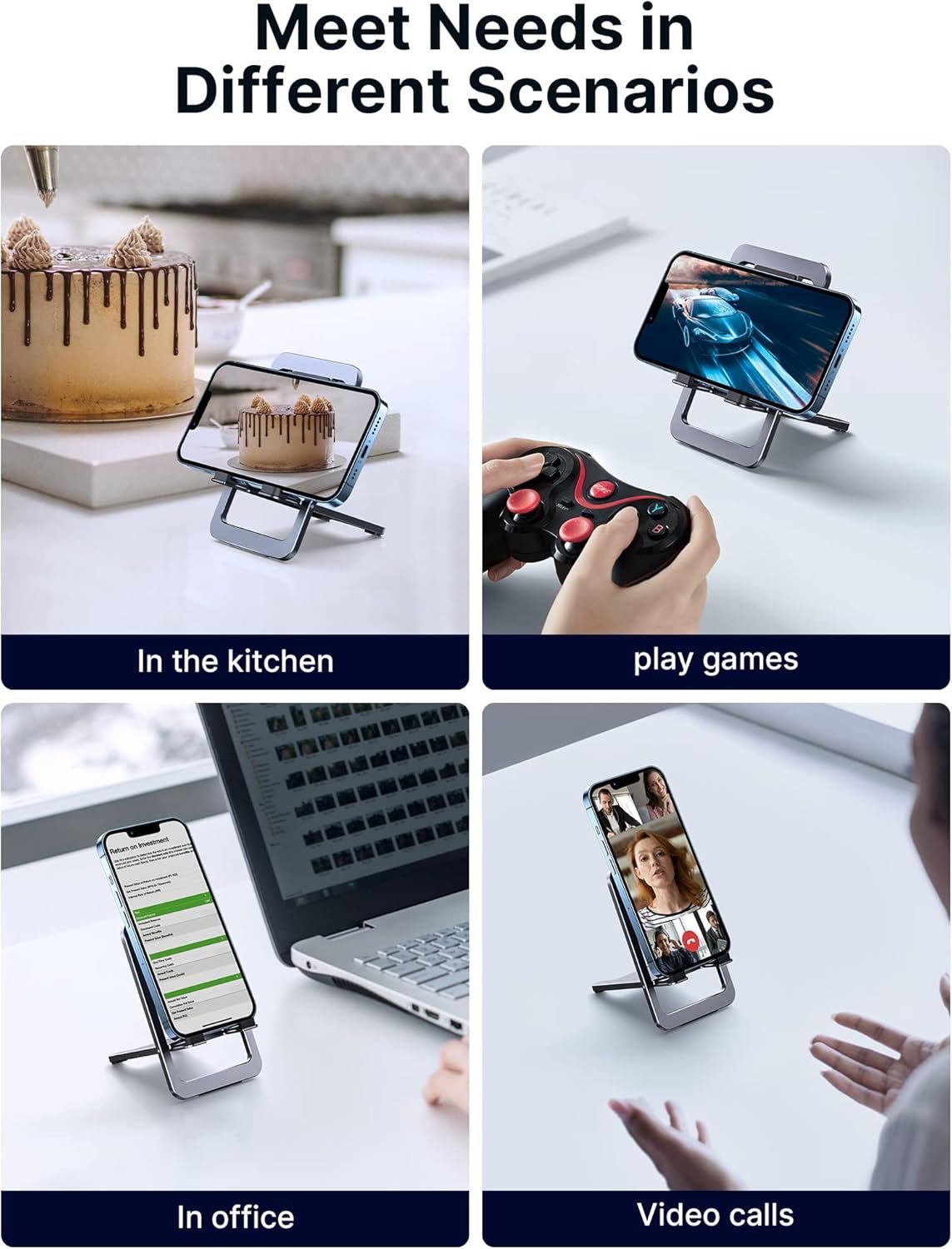 JSAUX Cell Phone Stand, Foldable Aluminum Adjustab... - Image 5