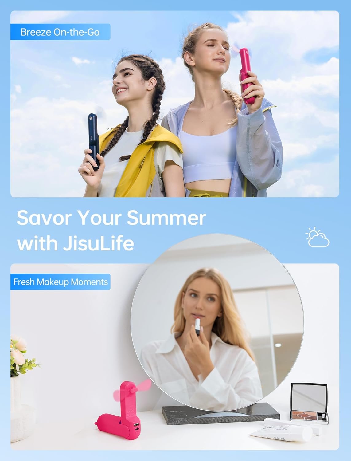JISULIFE 3 IN 1 Handheld Mini Fan - Portable Fan &... - Image 8