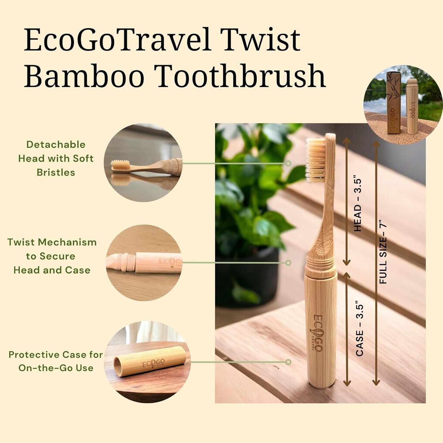 Bamboo Screwable Toothbrush Two-Piece Design | Sof... - Image 4