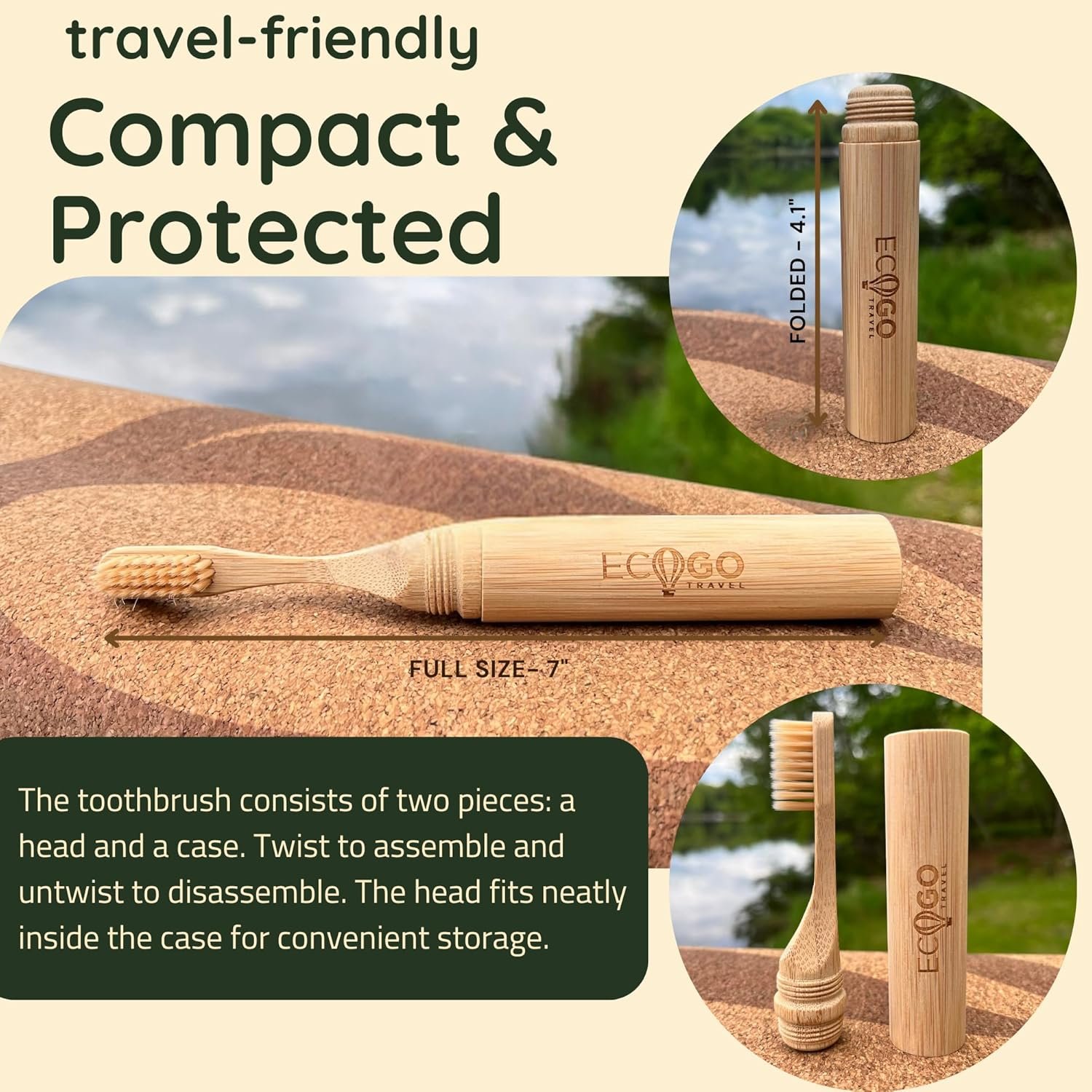 Bamboo Screwable Toothbrush Two-Piece Design | Sof... - Image 7