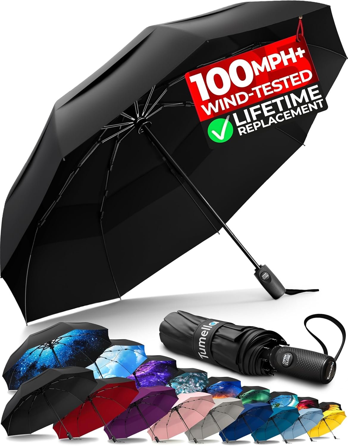 TUMELLA Strongest Windproof Travel Umbrella (Compa... - Image 2