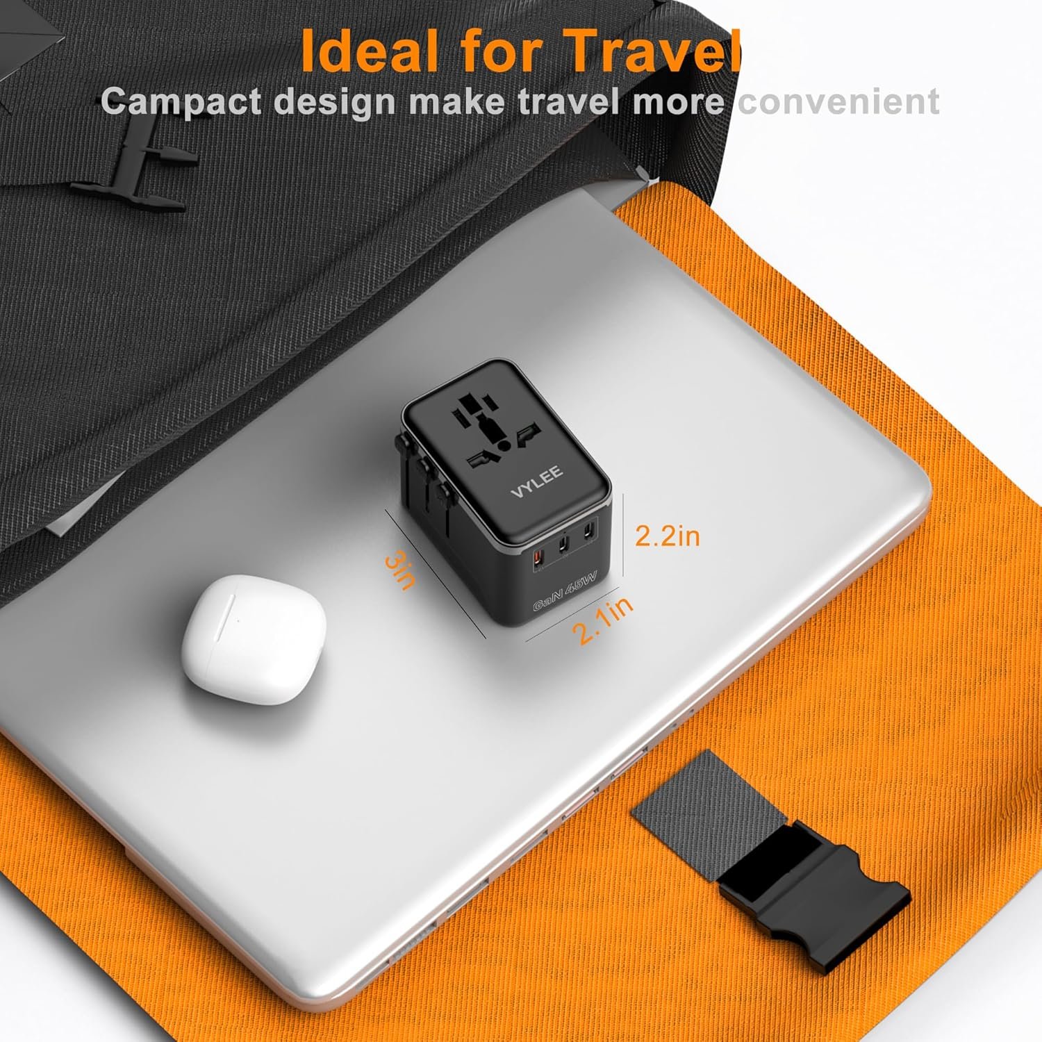 VYLEE Universal Travel Adapter, PD45W GaN Internat... - Image 7