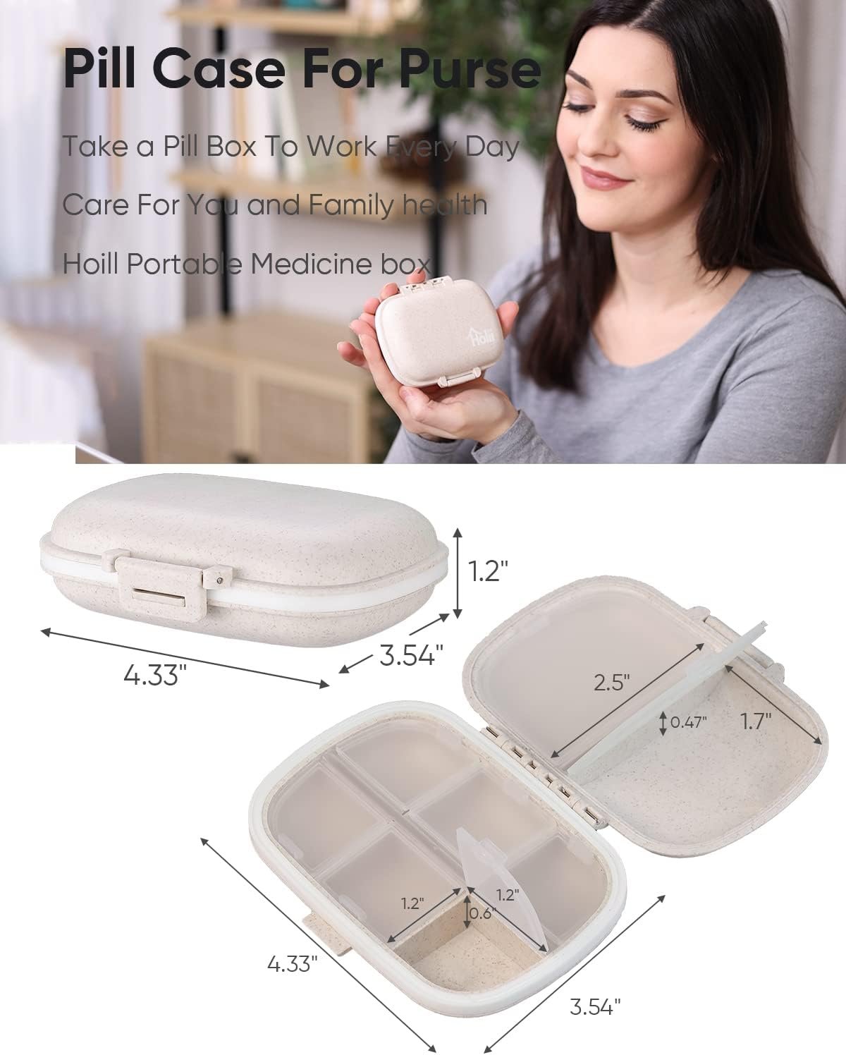 Holii Travel Pill Organizer, 8 Compartments Portab... - Image 4