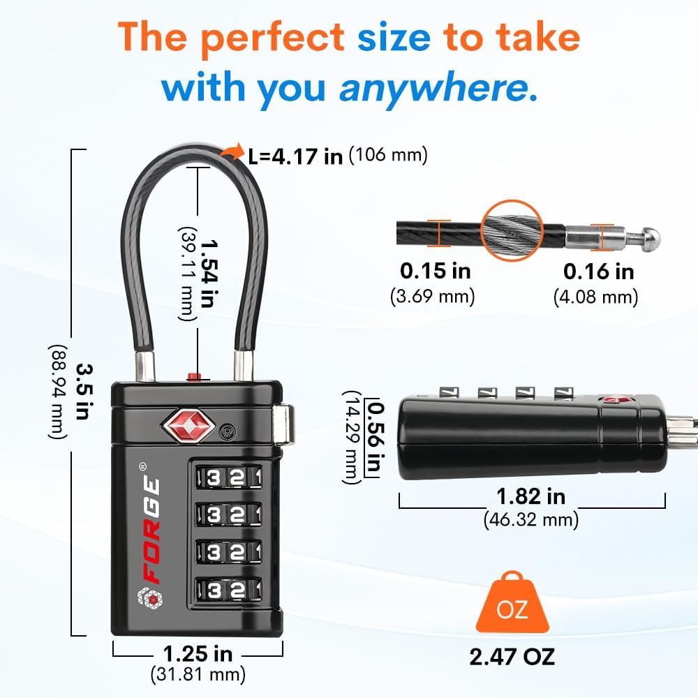 Forge Open Alert TSA Approved Luggage Locks, 4 Dig... - Image 8
