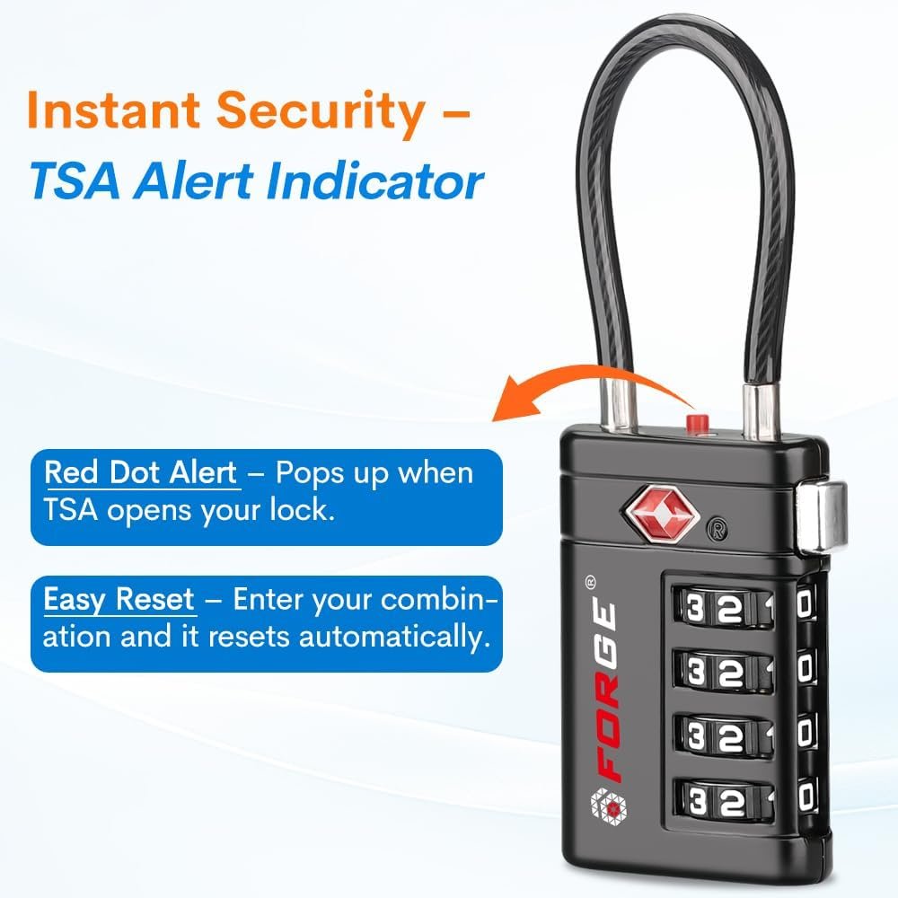 Forge Open Alert TSA Approved Luggage Locks, 4 Dig... - Image 4