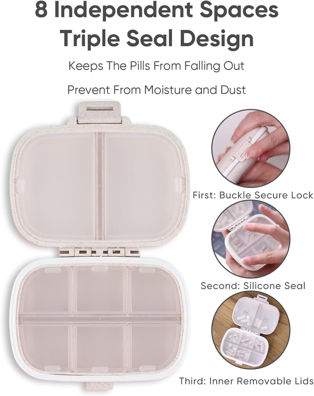 Holii Travel Pill Organizer, 8 Compartments Portab... - Image 6