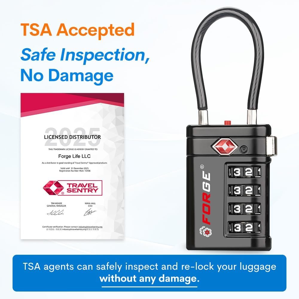Forge Open Alert TSA Approved Luggage Locks, 4 Dig... - Image 3