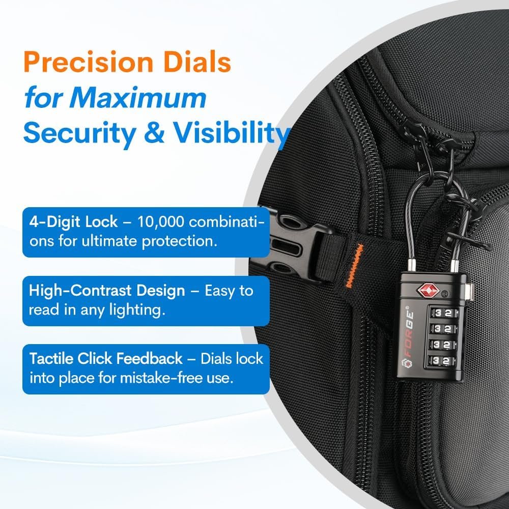 Forge Open Alert TSA Approved Luggage Locks, 4 Dig... - Image 7