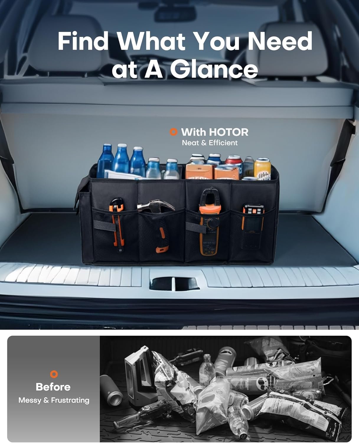 HOTOR Trunk Organizer - Foldable Car Organizer for... - Image 8