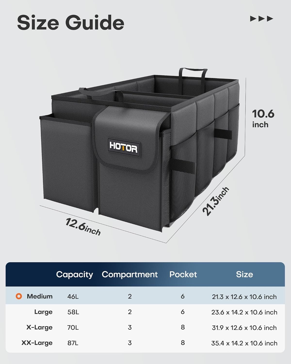 HOTOR Trunk Organizer - Foldable Car Organizer for... - Image 4