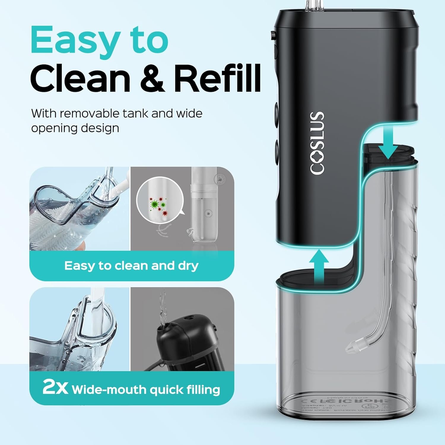 COSLUS T40 Mini Water Flosser for Travel, Portable... - Image 6