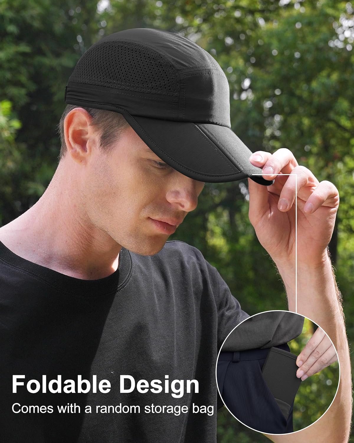 GADIEMKENSD Mens Folding Outdoor Hat Long Brim UPF... - Image 3