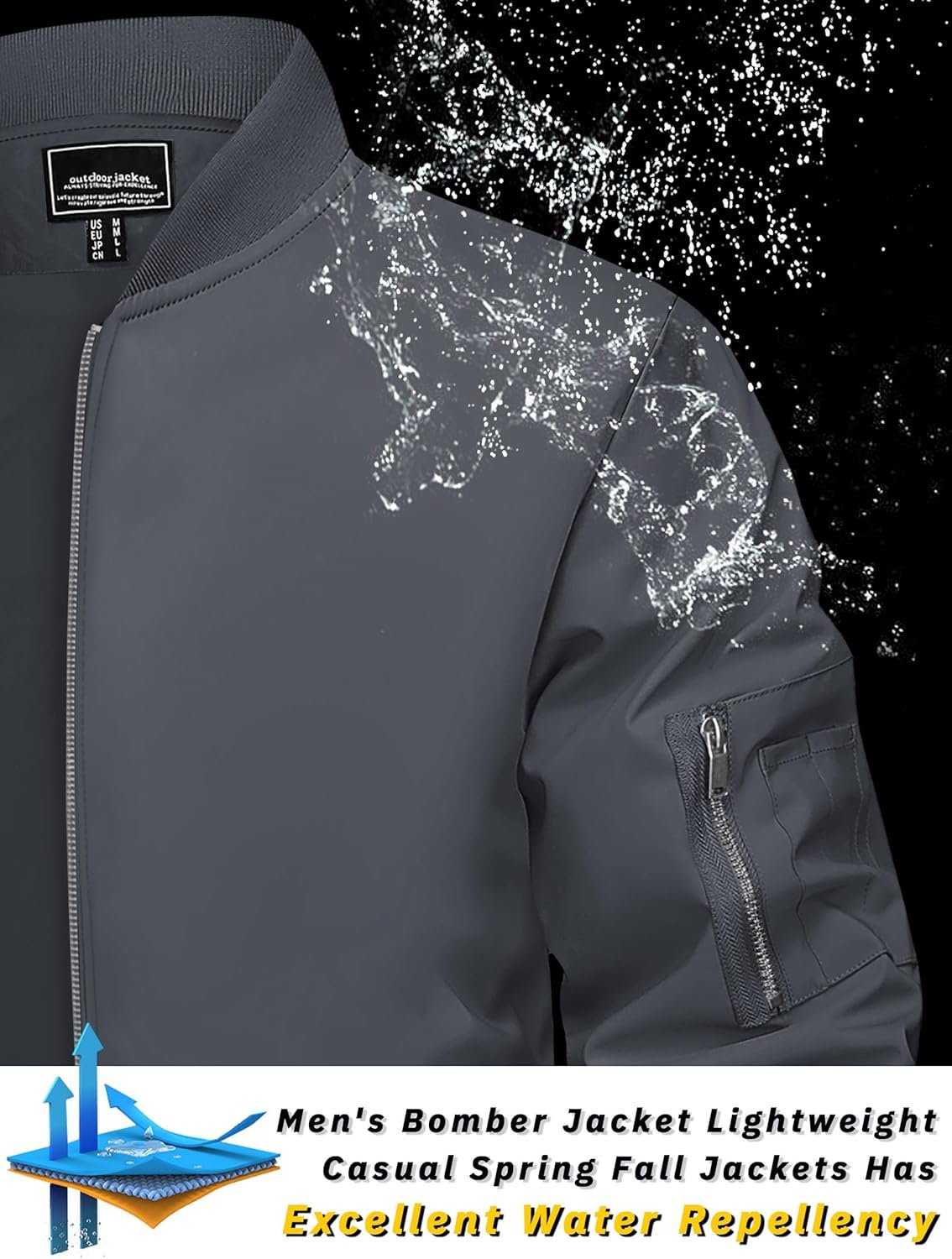 TACVASEN Men's Bomber Jacket Lightweight Casual Sp... - Image 4