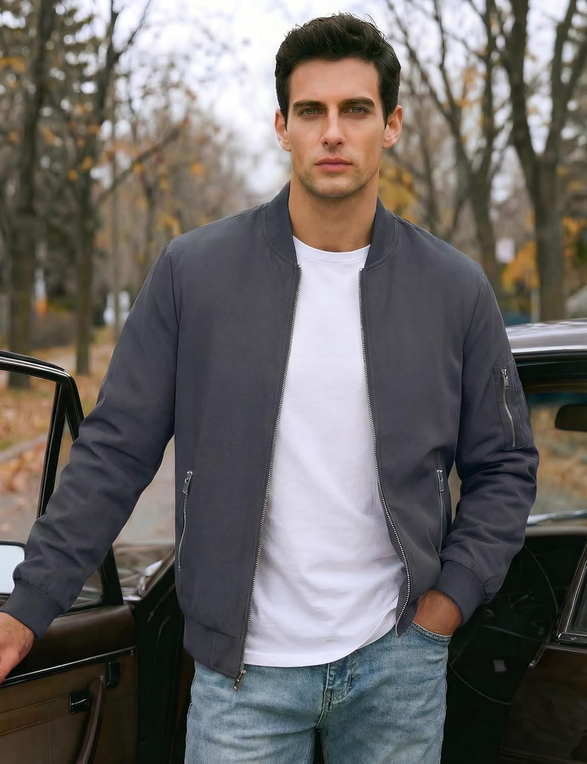 TACVASEN Men's Bomber Jacket Lightweight Casual Sp... - Image 3