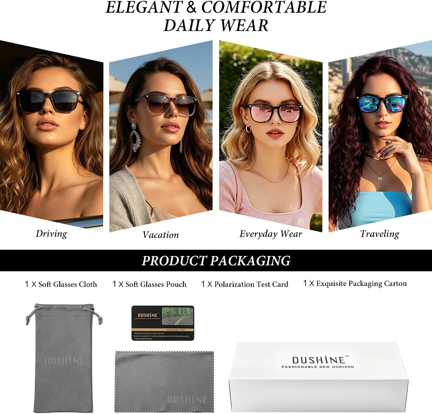 DUSHINE Polarized Sunglasses for Women Classic Ret... - Image 8