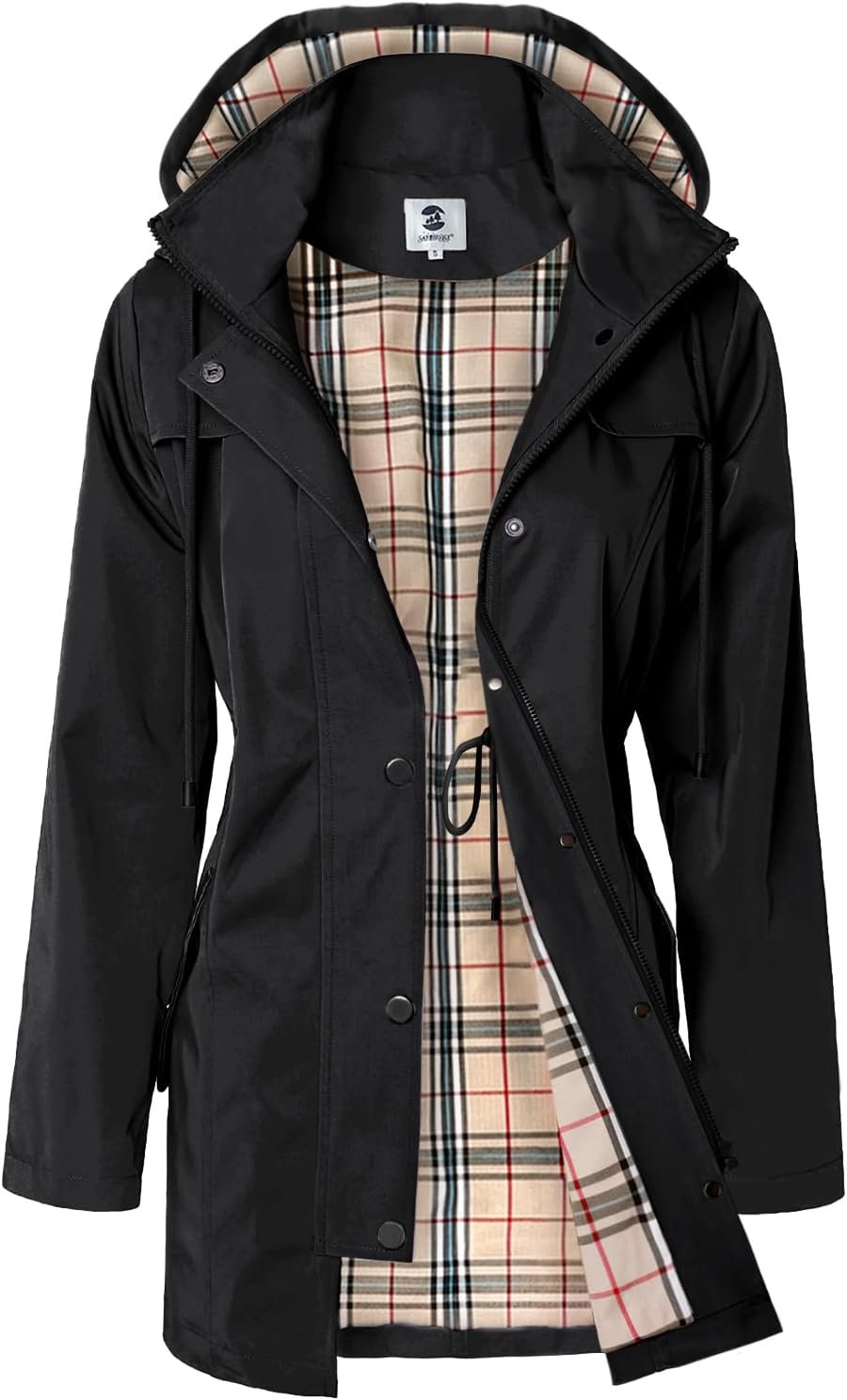 SaphiRose Women's Long Hooded Rain Jacket Outdoor ... - Image 2