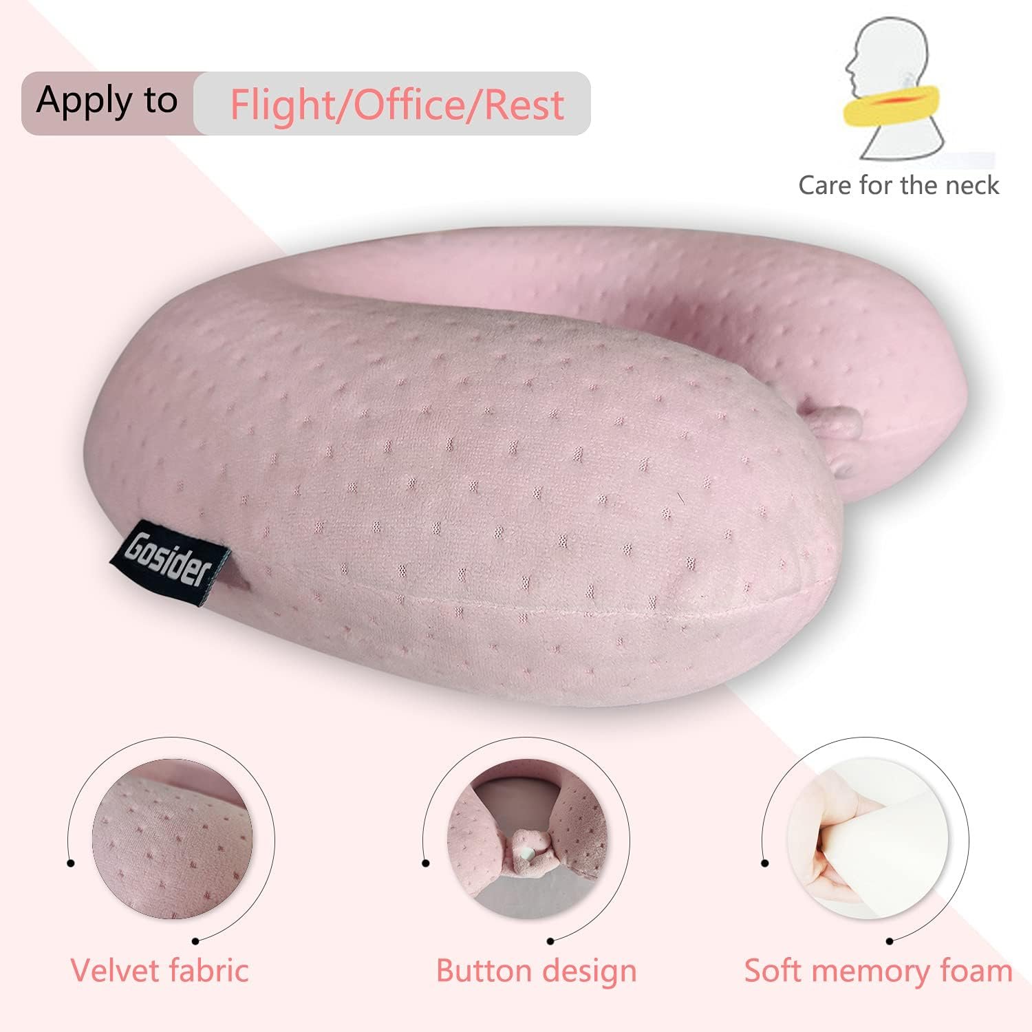 Neck Pillows for Sleeping Travel Pink Travel Pillo... - Image 3