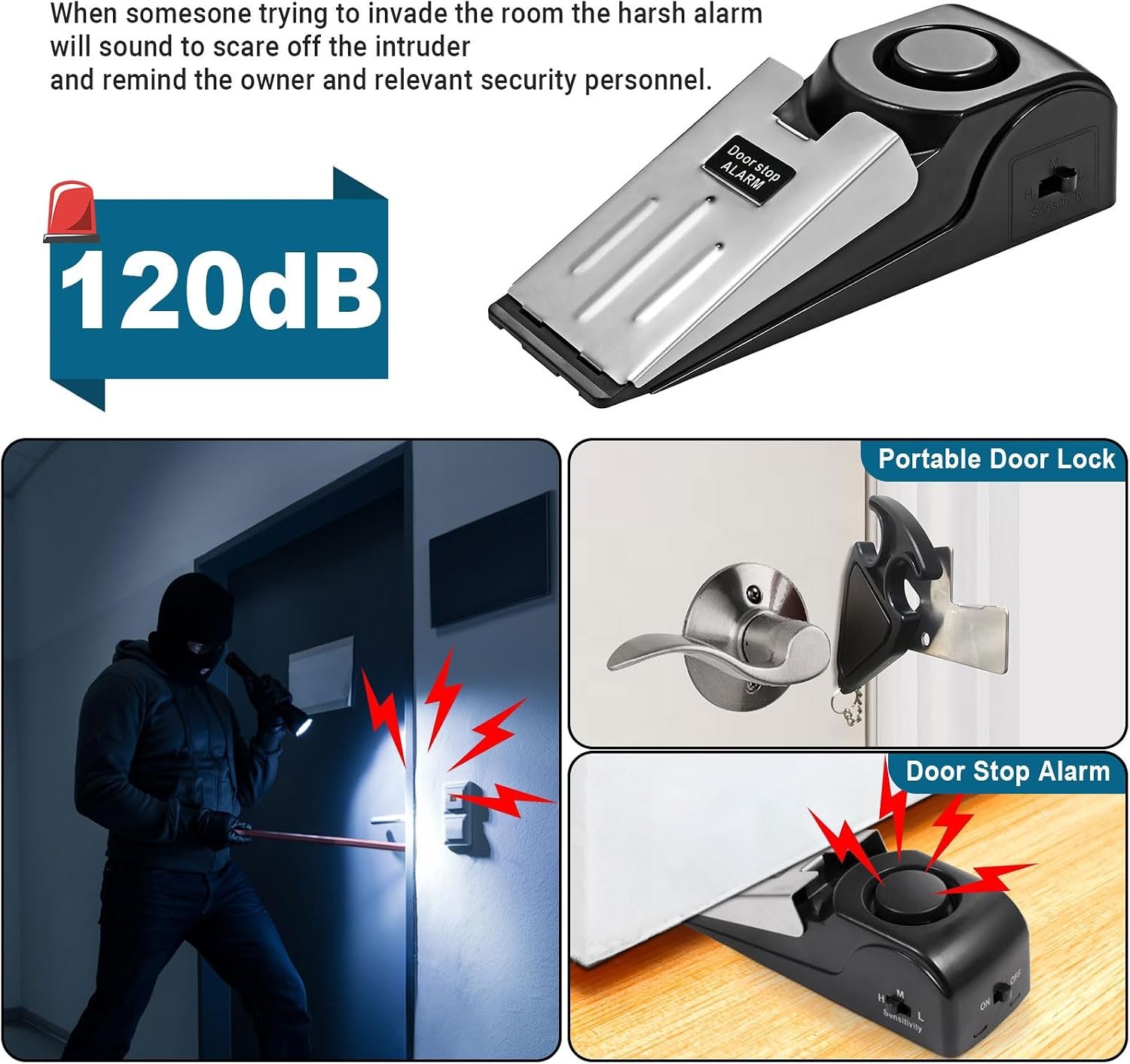 Upgraded Portable Door Lock & Door Stop Alarm, TOW... - Image 3