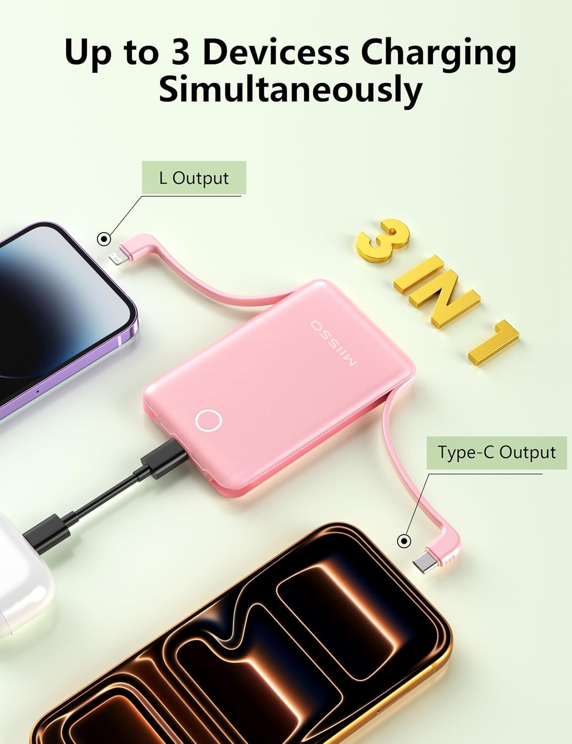 miisso 10000mAh Mini Portable Charger with Built i... - Image 6