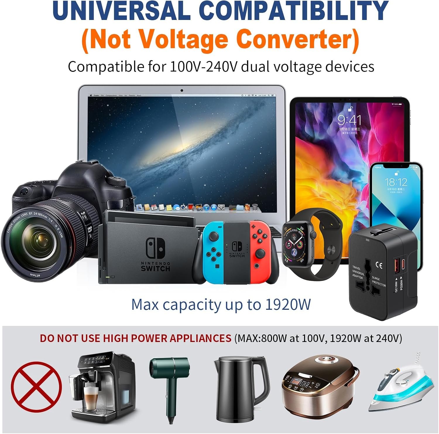 Universal Travel Adapter USB C, All in One Worldwi... - Image 8