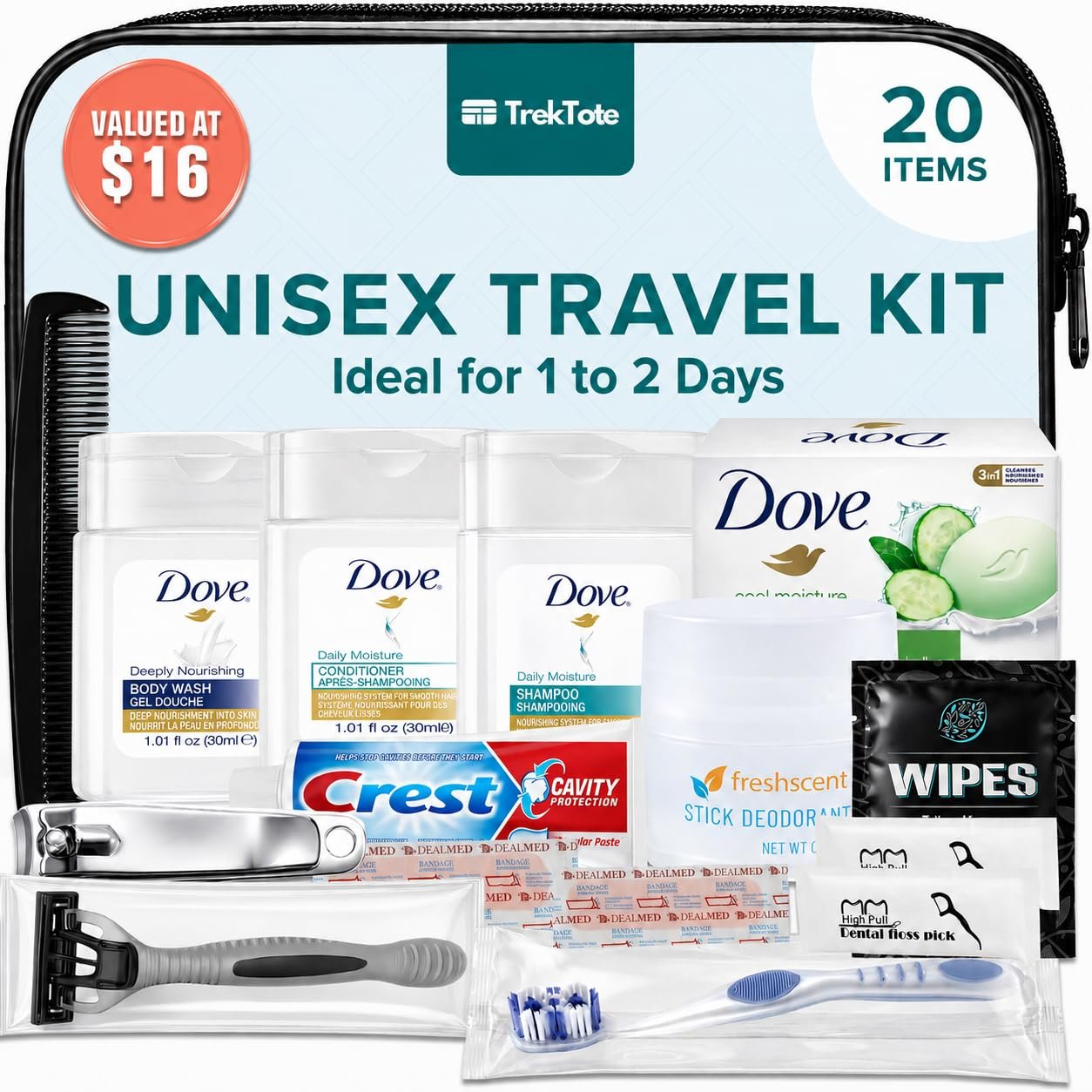 20-Piece Unisex Travel Toiletry Kit – Premium Bran... - Image 2