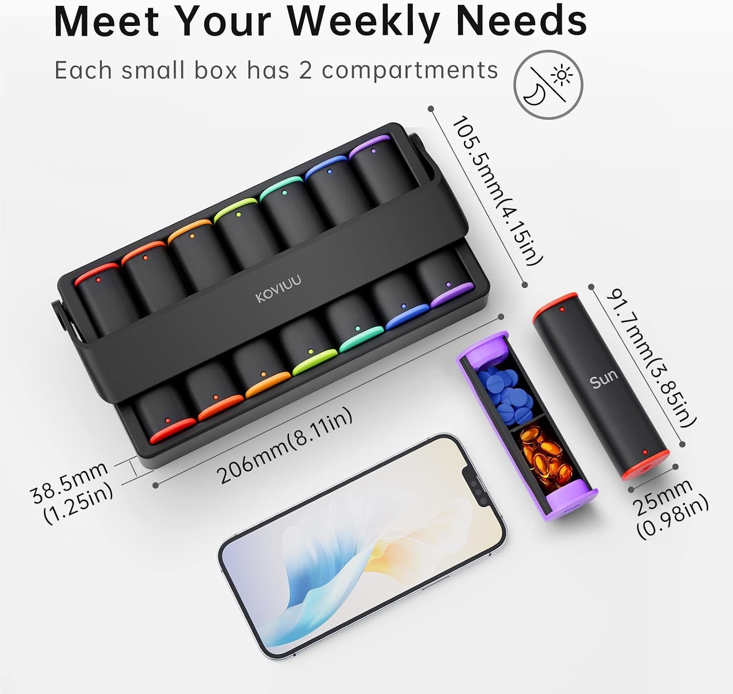 Weekly Pill Organizer 2 Times a Day, KOVIUU Large ... - Image 3