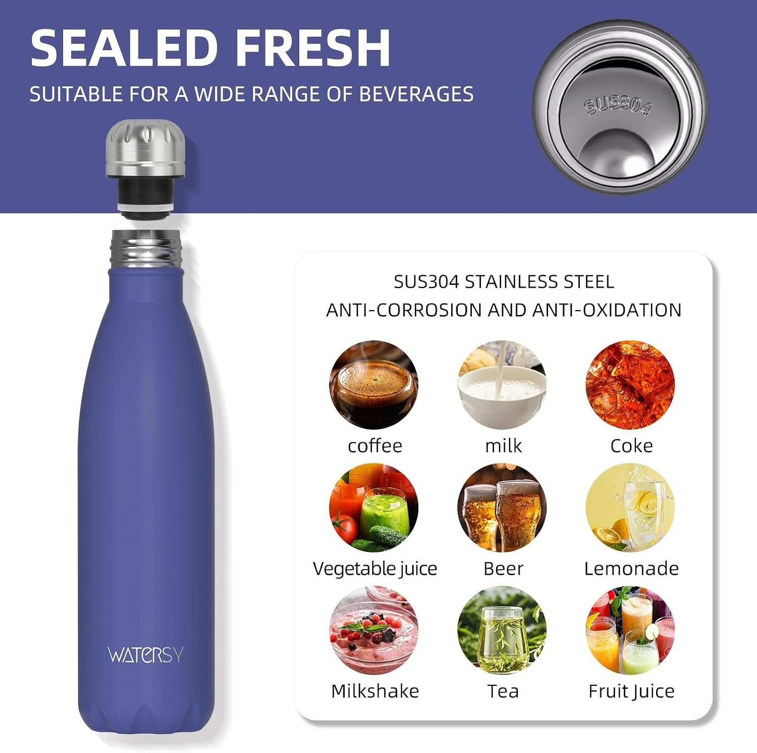 WATERSY Stainless Steel water bottle,17oz Insulate... - Image 9