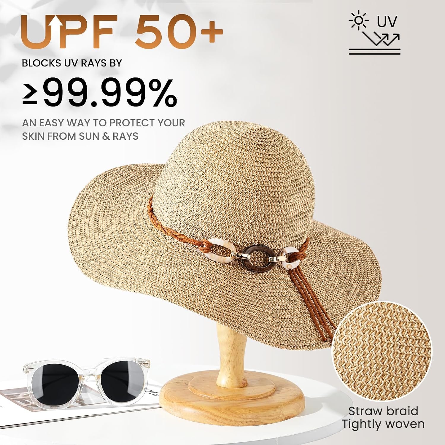 Tavaleu Beach Hat Foldable Wide Brim UV Protection... - Image 4