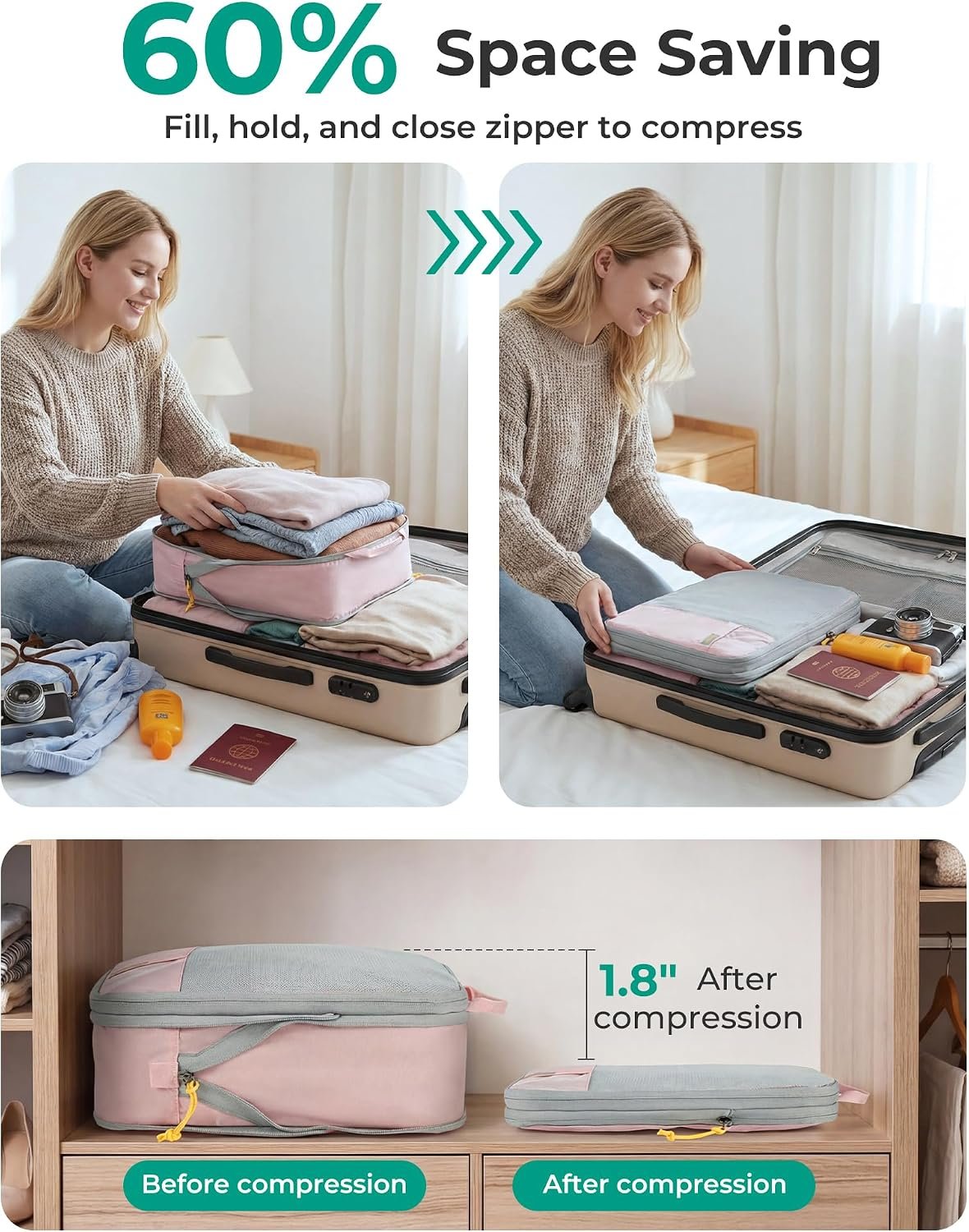 BAGSMART Compression Packing Cubes for Travel Esse... - Image 4