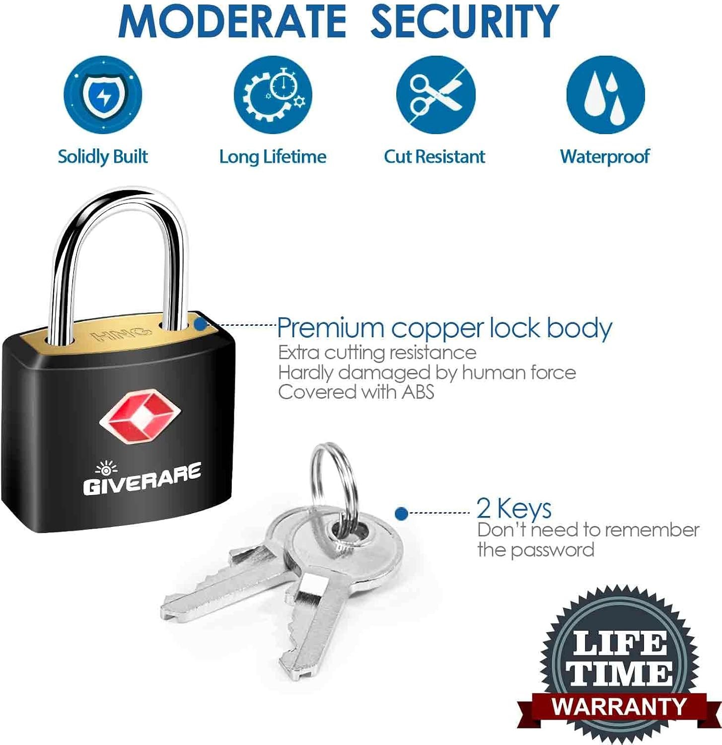 4 Pack TSA Approved Travel Luggage Locks with Keys... - Image 8