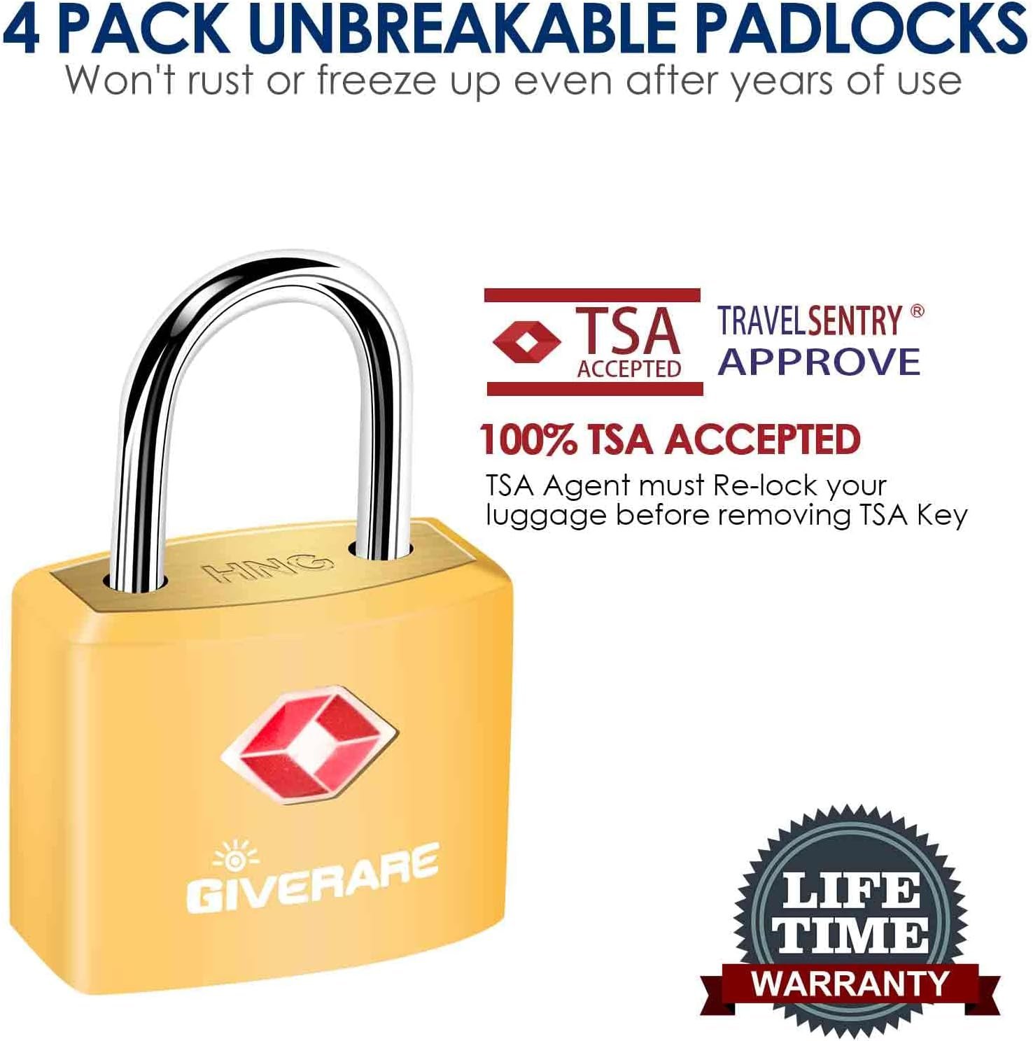 4 Pack TSA Approved Travel Luggage Locks with Keys... - Image 6