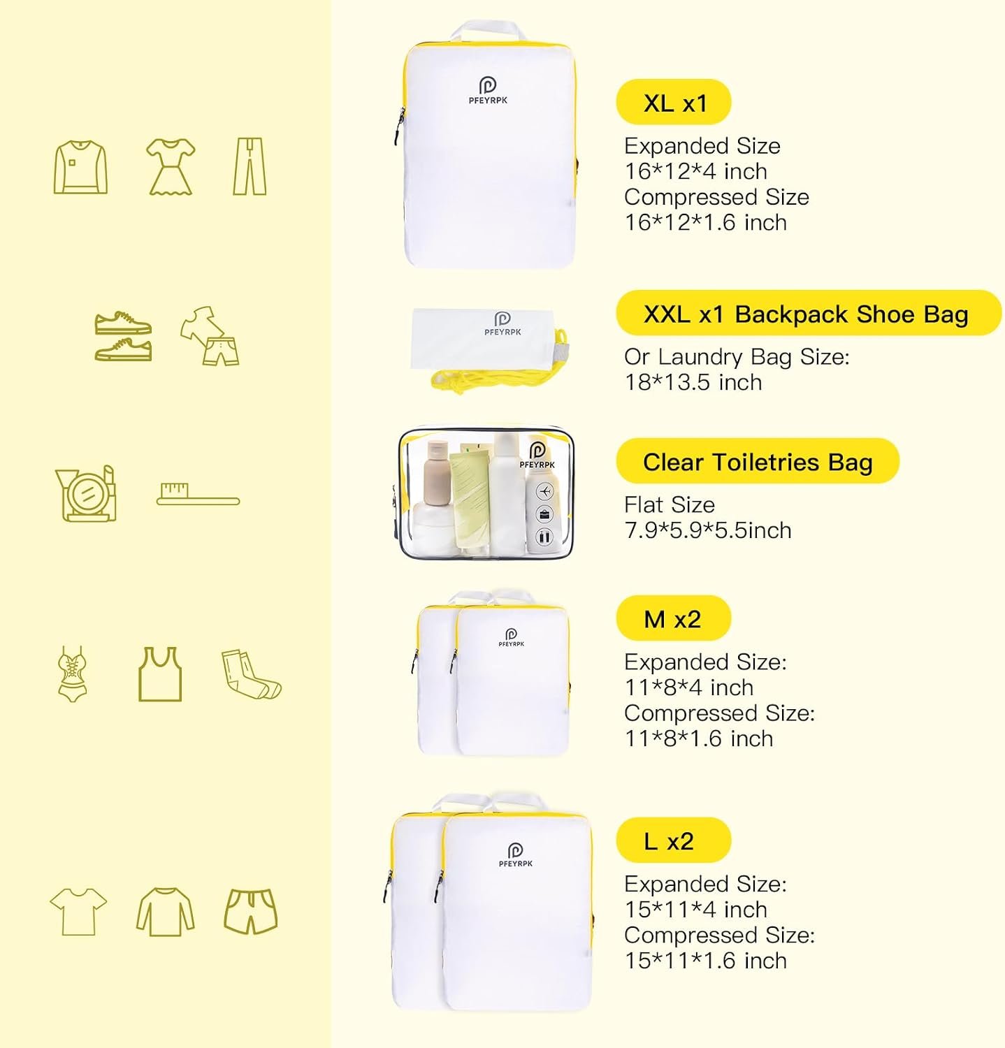 PFEYRPK Lightweight Compression Packing Cubes for ... - Image 7