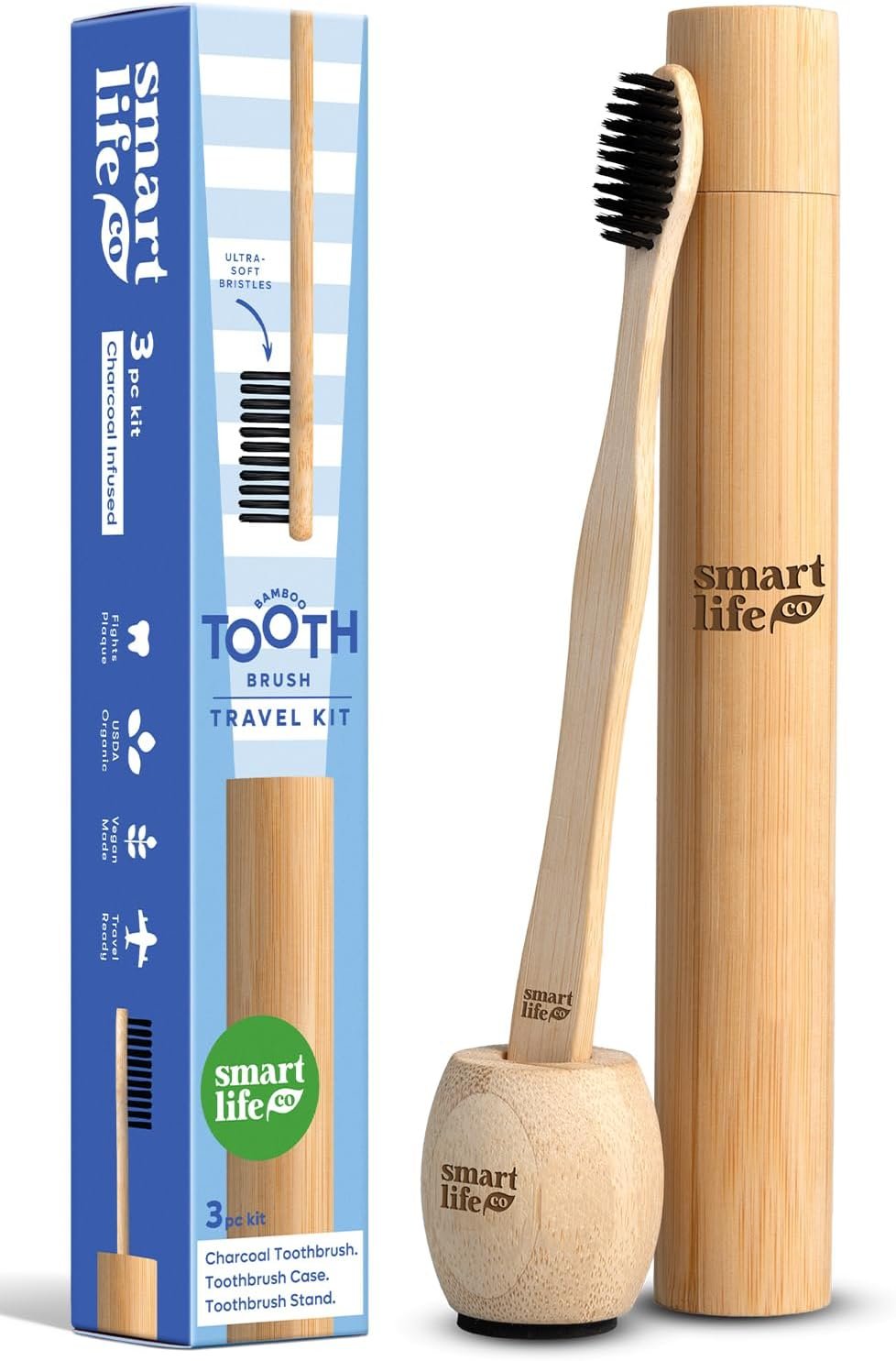 Bamboo Charcoal Toothbrush With Travel Case & Hold... - Image 2