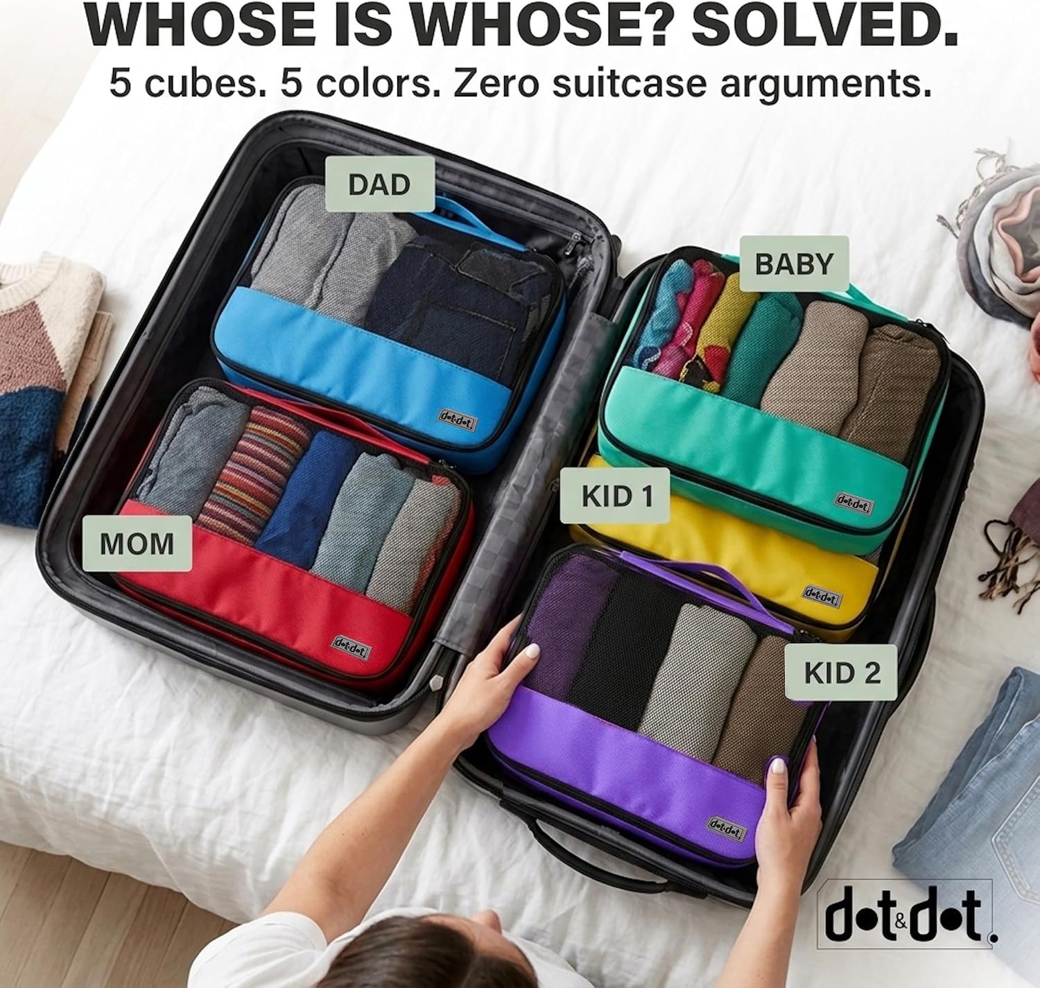 Large Packing Cubes for Travel - 5pc Packing Cubes... - Image 4