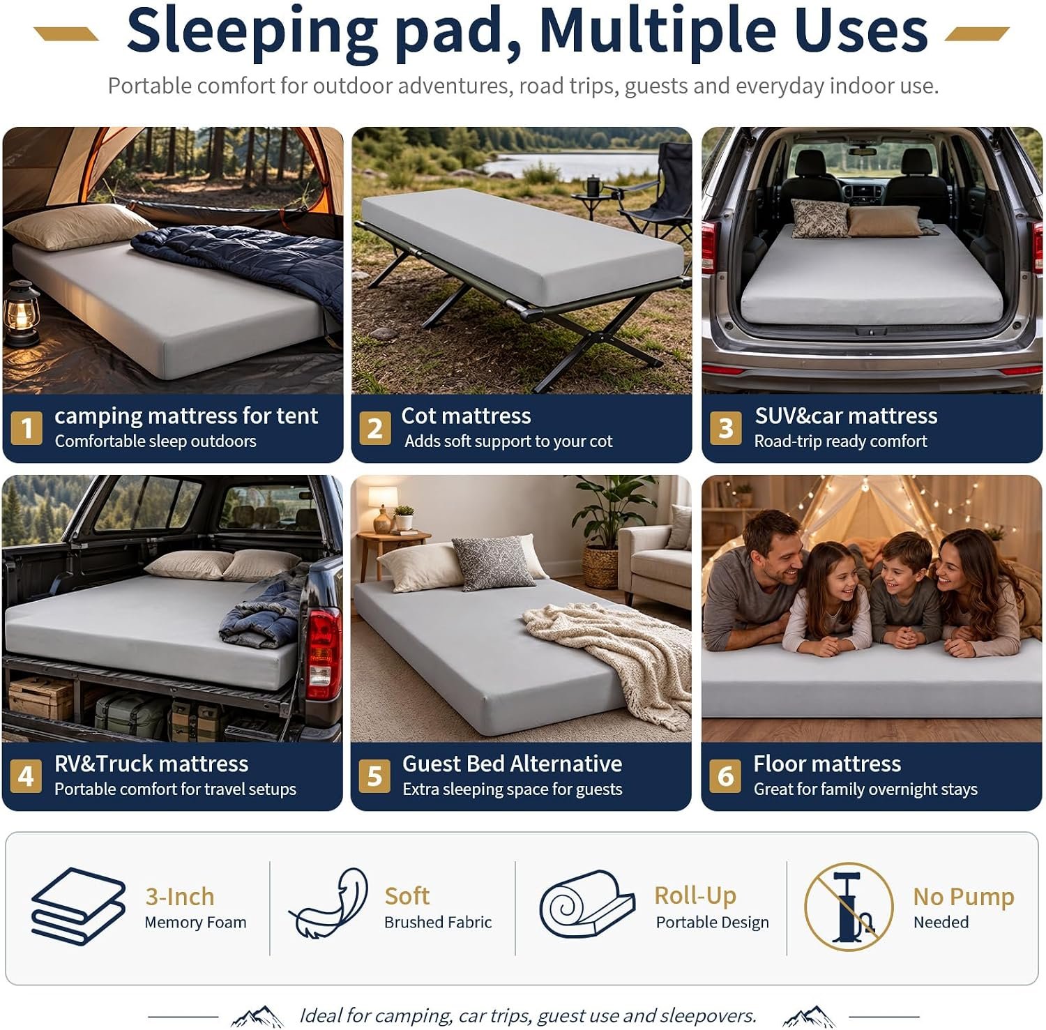 CYMULA Memory Foam Camping Mattress Pad,Sleeping P... - Image 7