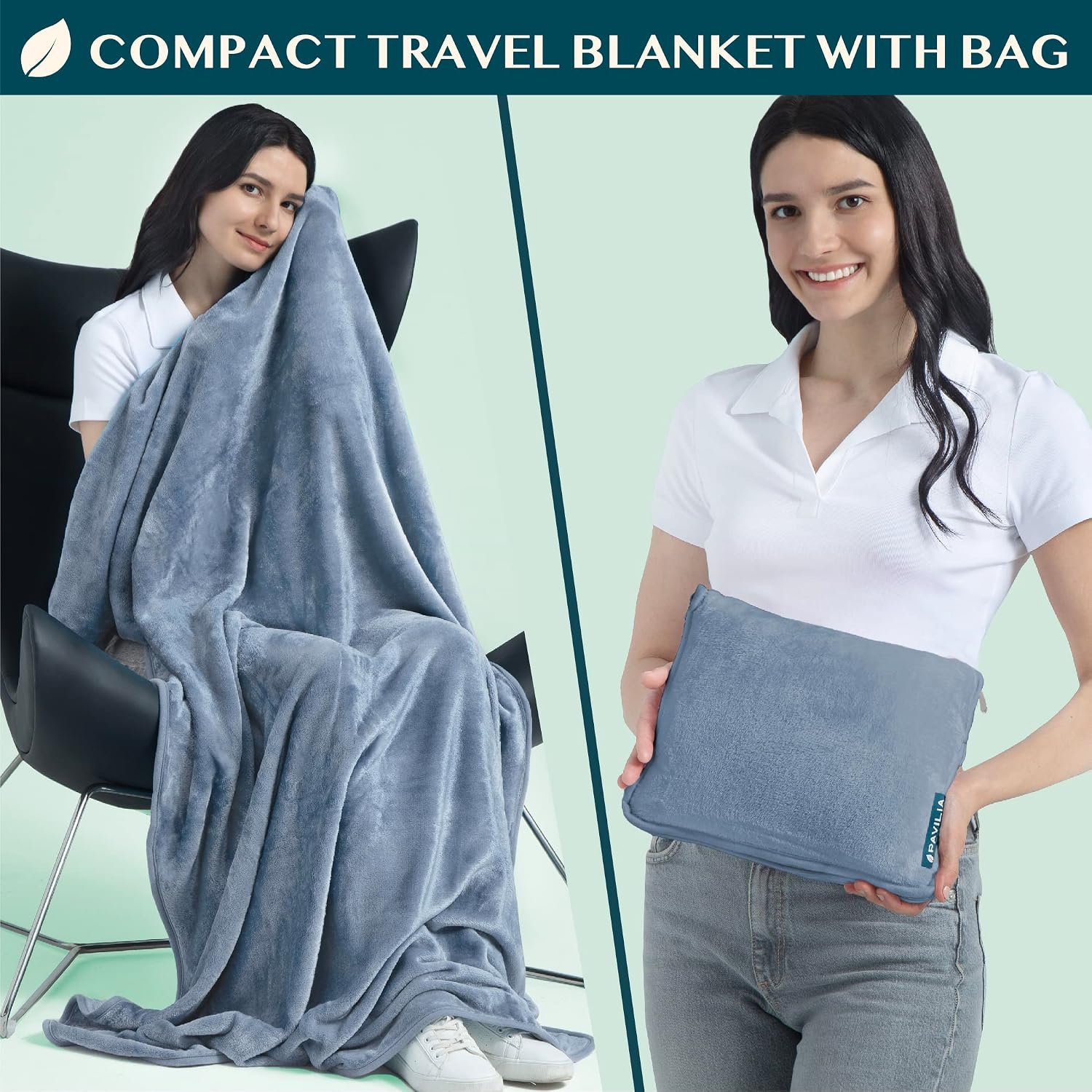 PAVILIA Travel Blanket Pillow, Soft Airplane Blank... - Image 3