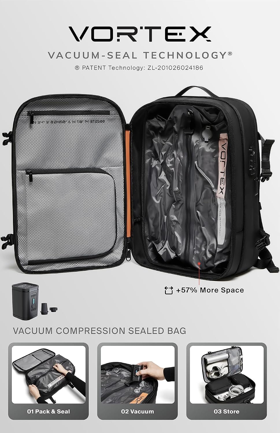 BlackVoyage Vortex Vacuum Seal Travel Backpack 60L... - Image 4