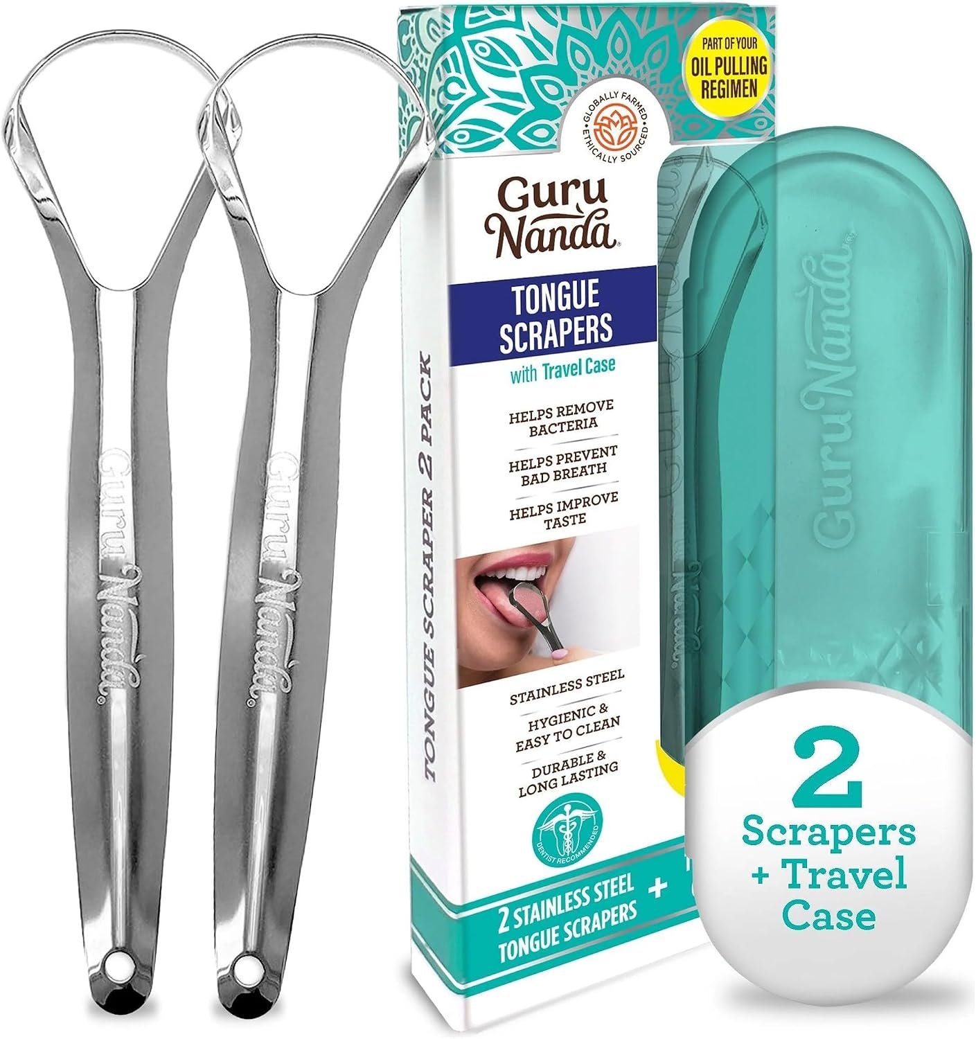 GuruNanda Stainless Steel Tongue Scraper (Pack of ... - Image 2