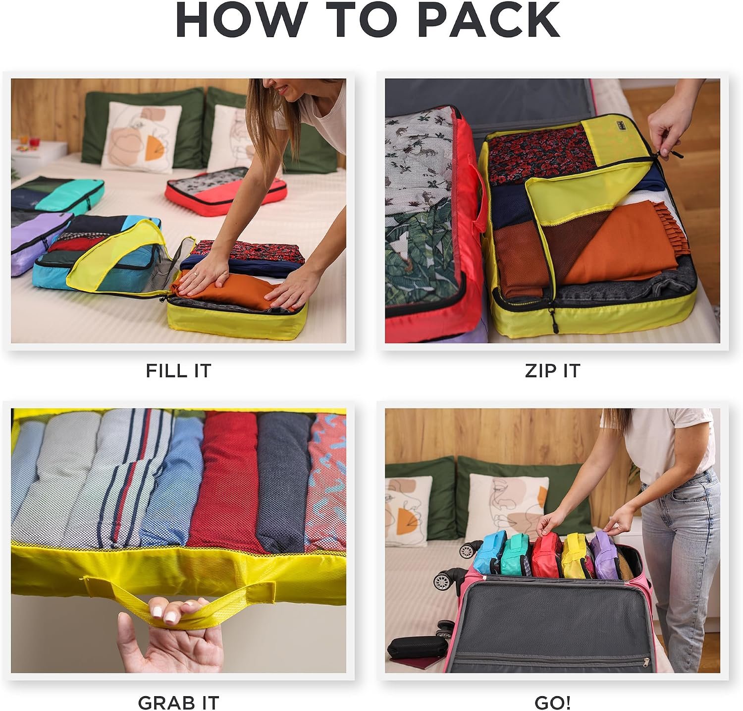 Large Packing Cubes for Travel - 5pc Packing Cubes... - Image 8