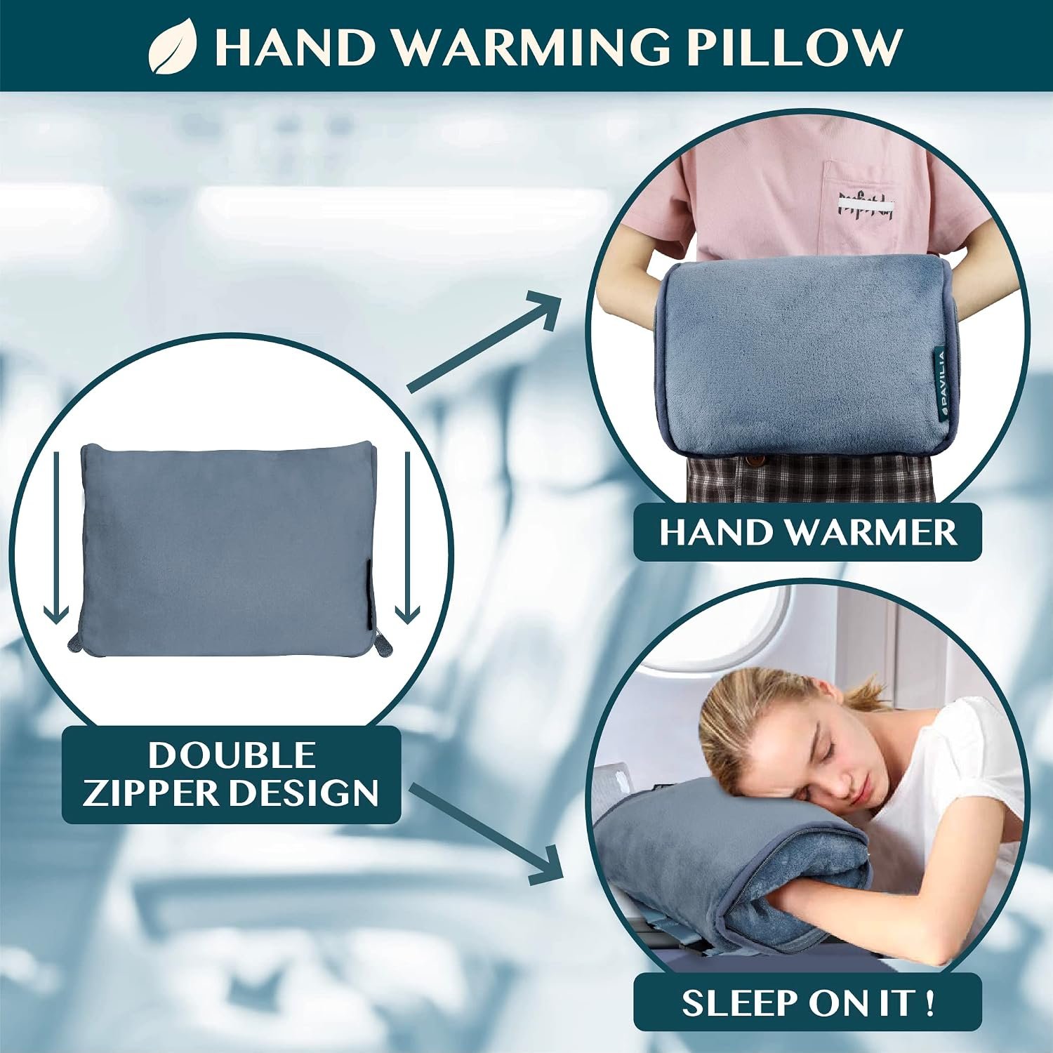 PAVILIA Travel Blanket Pillow, Soft Airplane Blank... - Image 5