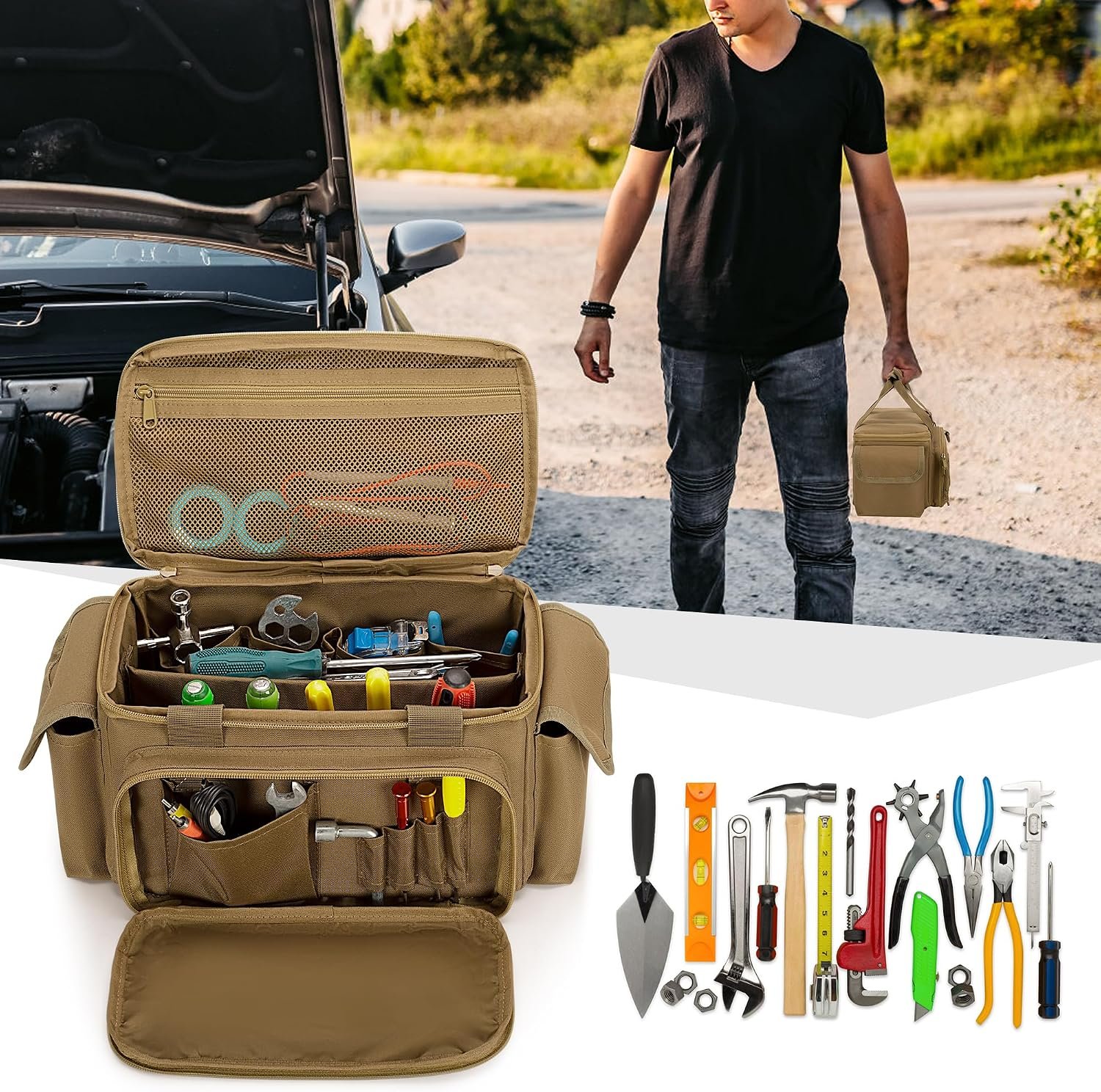 Rexmica Small Tool Bag Tool Storage Organizer Tact... - Image 9