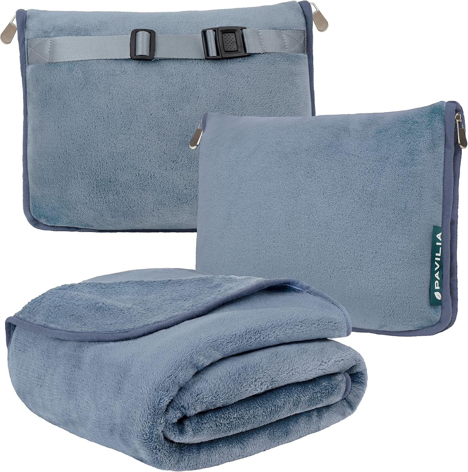 PAVILIA Travel Blanket Pillow, Soft Airplane Blank... - Image 2